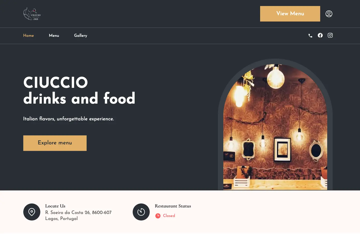 CIUCCIO drinks and food