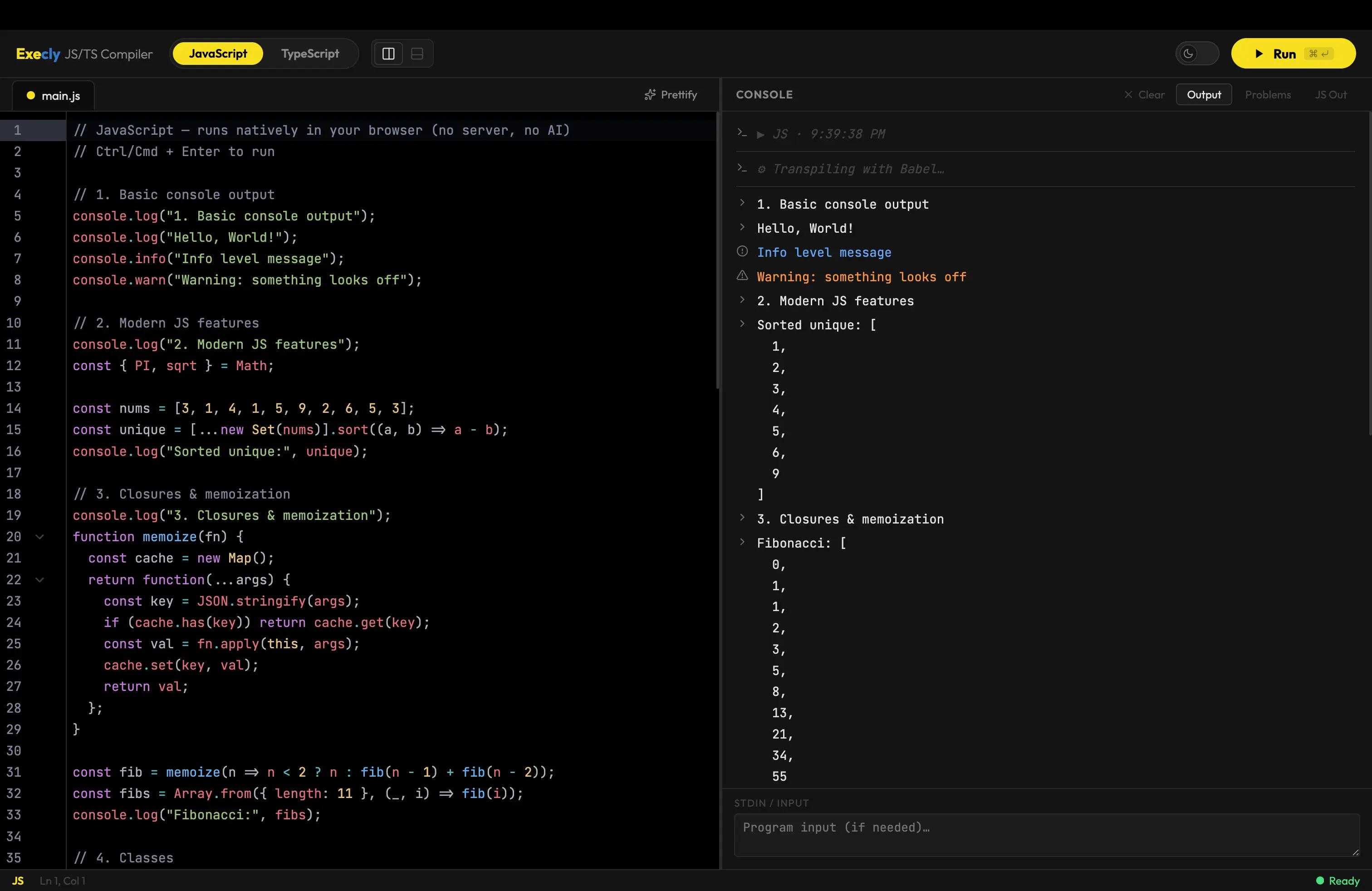 Execly - Online Code Editor